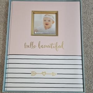 Pearhead Blush and Gold Striped Baby Book
